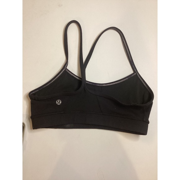 Lululemon Flow Y Bra Nulu Black Yoga Sports Bra Size 4 Light Support Racerback - Picture 2 of 3